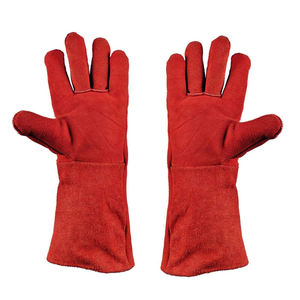 Gants de sécurité de travail en cuir longs rouges de 14 pouces gants en cuir de soudage hommes gant de travail de soudage Anti-feu - Product Image 3