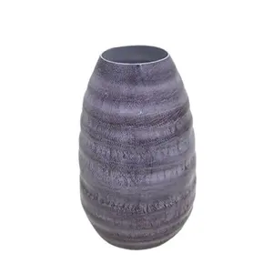 Vas Bunga Aluminium, Tekstur Kayu Coklat Plating Ukuran Besar Desain Modern Vas Bunga Mewah untuk Ruang Tamu dan Dekorasi Rumah