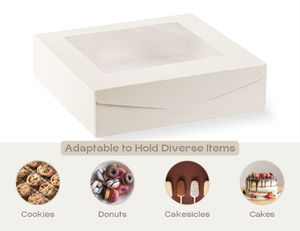 Cajas <span class=keywords><strong>de</strong></span> Panadería <span class=keywords><strong>de</strong></span> Papel Texturizado <span class=keywords><strong>de</strong></span> 270 g/m² con Ventana y Logotipo Estampado en Lámina, Plegables para Pastel, Chocolate, Fresas, Pastel <span class=keywords><strong>de</strong></span> Queso, Tartas - Product Image 5