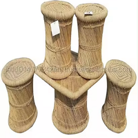 Tabouret ottoman en bambou multicolore, véritablement fait main, écologique, style farmhouse, mobilier d'extérieur, repose-pieds pour salle à manger, jardin, salon