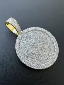 Pendentif Moissanite personnalisé Argent Moissanite Diamant Cercle Disque en forme de cercle Pendentif en diamant avec collier pour l'exportation - Product Image 2