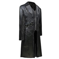 Manteau long en cuir PU de haute qualité avec logo personnalisé pour hommes, manteau d'hiver en cuir à la vente en ligne