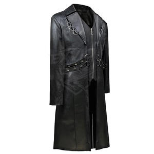 Manteau long en cuir PU de haute qualité avec logo personnalisé pour hommes, manteau d'hiver en cuir à la vente en ligne - Product Image 4