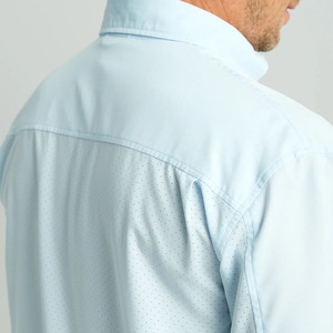 เสื้อตกปลาแขนยาวของผู้ชายผ้าปอปลินแบบธรรมดามีกระดุมติดโลโก้ขายส่ง - Product Image 2