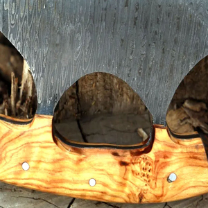 Handmade Traditional Ulu <b>Knife</b> Damascus Steel Blade Smooth Surface Precision <b>Sharpened</b> Edge Right Hand Wood Handle Eco-Friendly - Product Image 3