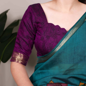 Elegante Sari Chanderi de viscosa de poliéster con estampado floral y blusa de trabajo Zari para distribuidores étnicos al por mayor - Product Image 1