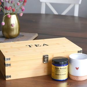 Tea Organizer Box Big & Tall 14" x 8" x 4" Mangowood Wooden Organizer <b>Storage</b> <b>Chest</b> 8 Tall Adjustable Slots 100% Handmade - Product Image 4