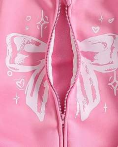Sweat à capuche zippé pour femme avec imprimé papillon rose, sweat à capuche en polaire, style streetwear mignon, veste - Product Image 4