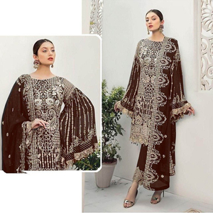 Robe de soirée de créateur lourd costumes de luxe ensembles Kurta pakistanais originaux pour femmes robe pakistanaise Salwar Kameez Readymade - Product Image 5