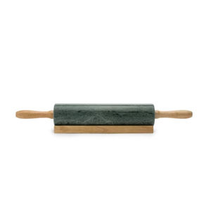 Rouleau à pâtisserie en marbre vert fabriqué à la main avec manche en bois parfait pour restaurant hôtel et accessoire de cuisine - Product Image 2