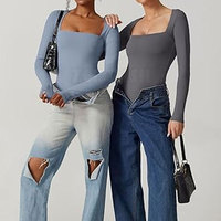 Combinaison de sport personnalisée à col montant et manches longues, séchage rapide, respirante, en polyester/coton, pour femme, yoga, gym