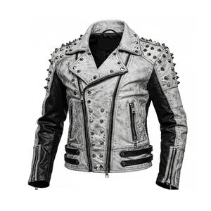 Veste en cuir enduit pour homme, personnalisable, coupe-vent, col montant, écologique, vintage, hiver, poches avant, fausse fourrure - Product Image 1