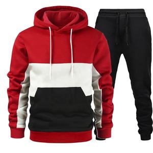 2025 mode hommes vêtements de sport de plein air Style chaud deux pièces survêtement avec capuche sangle Patchwork couleur polaire matériel - Product Image 3