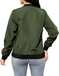 Vestes en satin à manches longues pour femmes personnalisées, décontractées, vêtements d'extérieur d'hiver légers avec poches, manteaux bombardiers avec broderie - Product Image 5