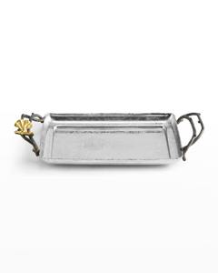 Plateau décoratif contemporain en aluminium pour les décors de table élégants Décor moderne Centre de table poignée inspirée de la nature Besoins de service - Product Image 4