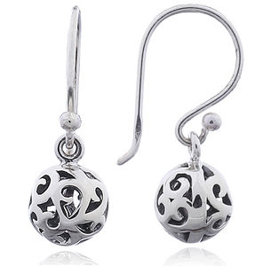 Exquisitos Pendientes Colgantes de Plata con Filigrana Ajoure y Bola Abierta para Minoristas - Product Image 2