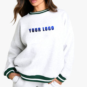 Sweat-shirts oversize à col rond en maille côtelée personnalisés OEM/ODM 2025, à manches longues, avec patchwork personnalisé, pour femmes - Product Image 4