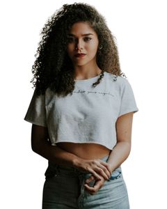 เสื้อครอปสำหรับผู้หญิงเสื้อยืดแขนสั้นลำลองผ้าคอตตอนเนื้อนุ่มมีสีเทาอ่อนทันสมัยแฟชั่นฤดูร้อน - Product Image 2