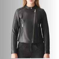 Veste en cuir véritable pour femmes de taille plus design personnalisé Vestes en cuir véritable pour femmes style moto