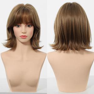 Yara-DWY 12-Inch MiraScalp <b>Wig</b> Short Wavy Pink Blonde Glueless Synthetic with Light Brown Lace - Product Image 3
