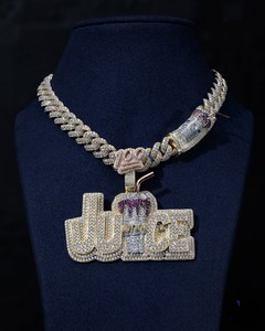 Pendentif en argent sterling 925 de luxe avec diamant VVS et chaîne, certifié GIA, lettres en moissanite, style hip-hop, personnalisé pour hommes et femmes - Product Image 1