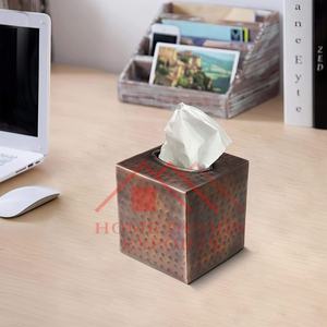 Home Decorative 2025 Premium Quality Metal Hammered Design <b>Tissue</b> Box Hand Hammered Metal Bronze Color <b>Tissue</b> Box Cover - Product Image 4