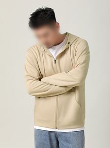 Men 100% Cotton Heavyweight Zipper Hoodie Set Knitted Solid Pattern <b>Lined</b> Design <b>Stand</b> Utility Pockets <b>Washed</b> Style-ODM - Product Image 2