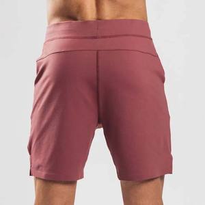 Pantalones cortos de ropa de hombre de buena calidad de diseño personalizado OEM de etiqueta privada 100% algodón poliéster Color Borgoña cintura elástica verano - Product Image 5