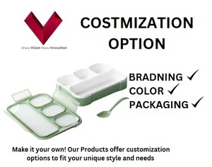 Vente en gros Boîte à lunch en plastique à 4 compartiments pour enfants Une boîte pour chaque bouchée Boîte à bento carrée compartimentée et pratique - Product Image 3