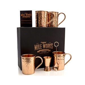 Top Quality Solid Moscow Mule Copper Tumbler Beverages Mugs With Elegant Hammered Design & Straw ,<b>Coasters</b> - Product Image 5