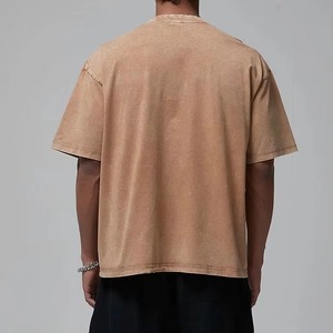 T-shirts personnalisés pour hommes à logo sur mesure, coupe épaules tombantes, en tissu épais délavé à l'acide, style vintage délavé à l'acide, coupe légèrement carrée, collection 2026 - Product Image 6