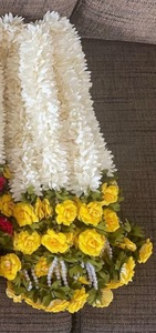 Rose tissu jasmin fleur guirlande Diwali Festival Floral perle chaîne plafond décor toile de fond fête d'anniversaire événement décoration - Product Image 5