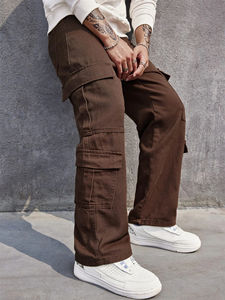 Cargo Pants With Six Pockets for Men With Solid Drawstring Waist Sweatpants With Full Customization - Product Image 4