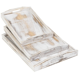 Handmade Wooden <b>Tray</b> in Rustic White Color with Classic Rectangular Shape and Smooth Finish Perfect for Elegant <b>Serving</b> - Product Image 1