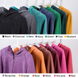 Sudaderas con capucha para mujer, sudaderas desgastadas con lavado ácido, venta al por mayor, personalizadas, de gran tamaño, recortadas en blanco, negras, atléticas - Product Image 2