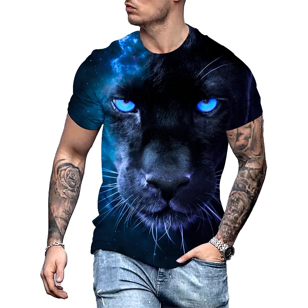 Hot Sale Clothes 2022 luxury t shirt men Printing Wholesale Tiger Casual T shirt For Mens