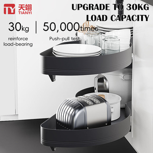 Cestello Girevole Premium in Alluminio a 2 Livelli per Angoli, Organizer per Mobile Base <span class=keywords><strong>Cucina</strong></span>, Cesto Portaoggetti Rotante per Angolo <span class=keywords><strong>Cucina</strong></span> - Product Image 5