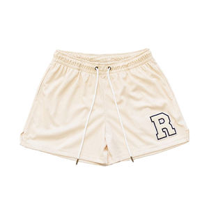 Short d'été respirant en maille solide de haute qualité pour hommes Taille élastique avec cordon de serrage et logo brodé de haute qualité - Product Image 4