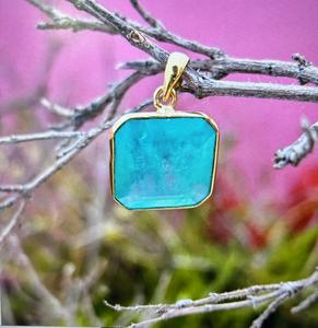 925 Sterling Silver Colombian Emerald Gold Plated Pendant Beautiful Women Pendant . - Product Image 3