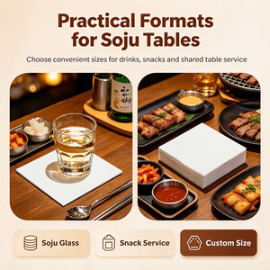 Serviette de bar à boissons <span class=keywords><strong>2</strong></span> plis, douce et absorbante, avec logo personnalisé, pour barbecue coréen et soju, marque privée - Product Image 2
