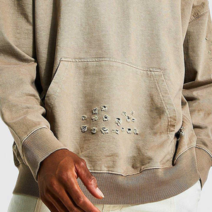 Sweat à capuche sérigraphié brodé avec patch en détresse pour hommes 100% coton Streetwear vêtements pour l'hiver fabricant de sweat à capuche fabriqué - Product Image 6