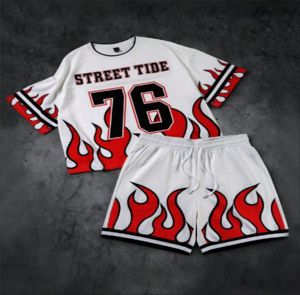 Conjunto de Ropa Casual de Verano para Hombre, 2 Piezas, Ligero y Transpirable, de Poliéster/Algodón, Camiseta Lisa y Pantalones Cortos a Juego, Moderno - Product Image 1