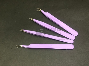 Pince à épiler de volume en acier inoxydable durable, violet clair, lavande, pince à épiler personnalisée pour extension de cils vente en gros - Product Image 5