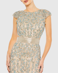 Vestido de Noche Elegante de Satén con Cristales, Lentejuelas y Cuentas, sin Mangas, con Espalda Descubierta y Cuello en V, para Eventos Formales - Product Image 4