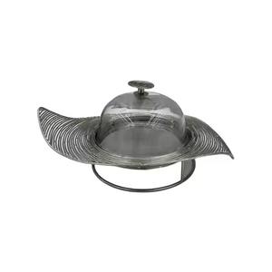 Couvre-plat rond en fil de fer et bol en bois pour servir des desserts et ranger des dattes pour le Ramadan - Product Image 6