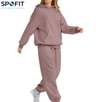 Survêtements d'hiver personnalisés pour femmes grandes tailles, style urbain, en molleton uni brodé, ensembles de sport OEM personnalisables, devant
