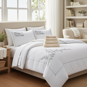 GRS Recycled Cotton Embroidered <b>Duvet</b> Set <b>Hotel</b> <b>Quality</b> Sustainable Custom Size Wholesale - Product Image 3