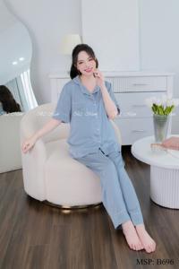 Conjunto de ropa de maternidad de embarazo de seda francesa, transpirable, suave, absorbente de sudor, longitud larga para lactancia cómoda, modelo B696 - Product Image 5