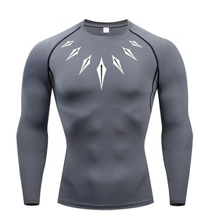 Camisa de compresión de manga larga para hombre Base de secado rápido Entrenamiento deportivo Rash Guard Impreso para protección de deportes acuáticos - Product Image 1