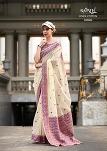 El último diseñador suave algodón impreso trabajo Saree por FabZone - Product Image 3